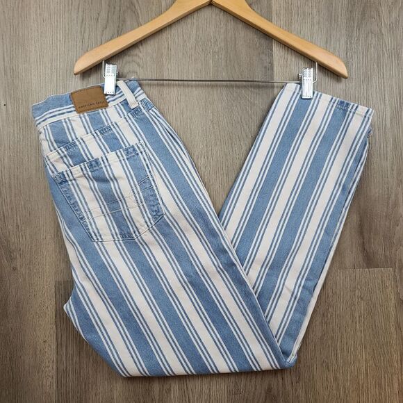 American Eagle High Rise Striped Mom Jeans size 2 - Picture 2 of 10